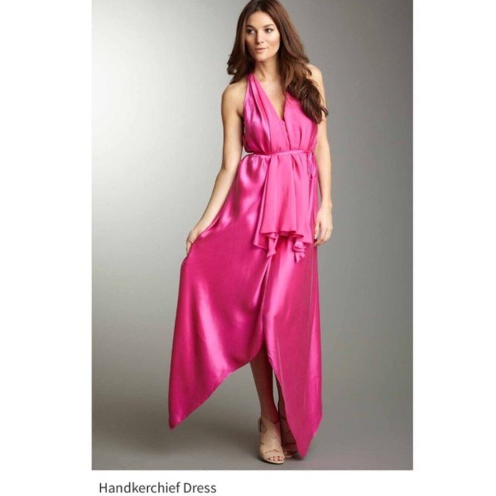 Robert Rodriguez Hot Pink Silk Handkerchief Maxi Dress Womens 6 NWT